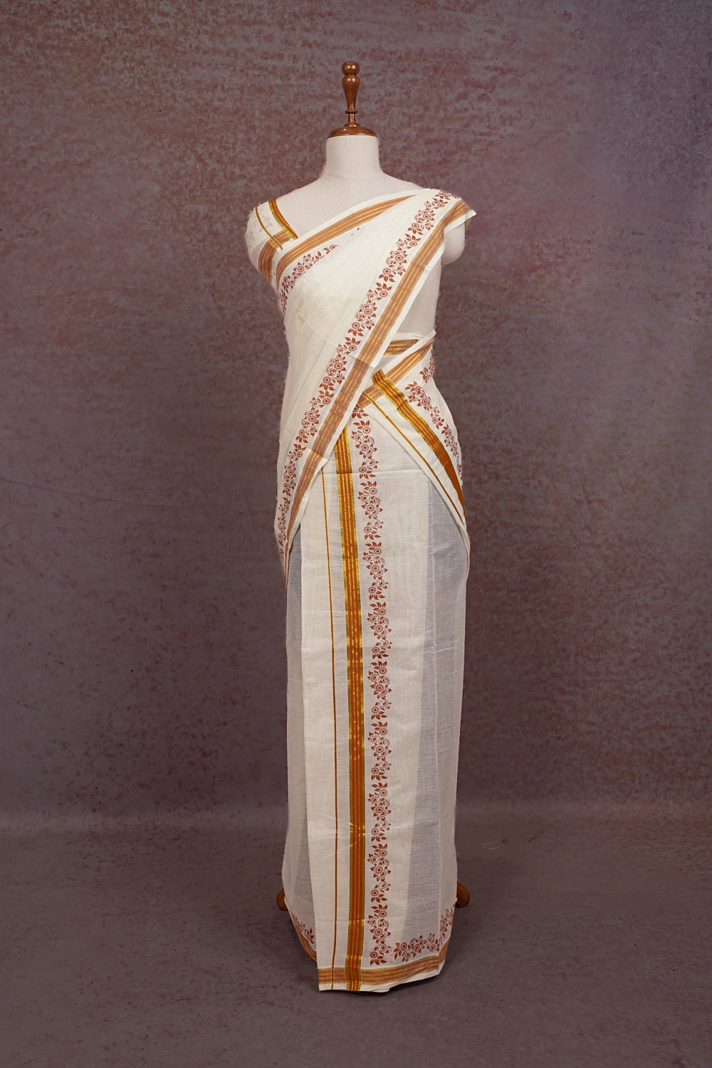 Off White Cotton Set Mundu - Seematti
