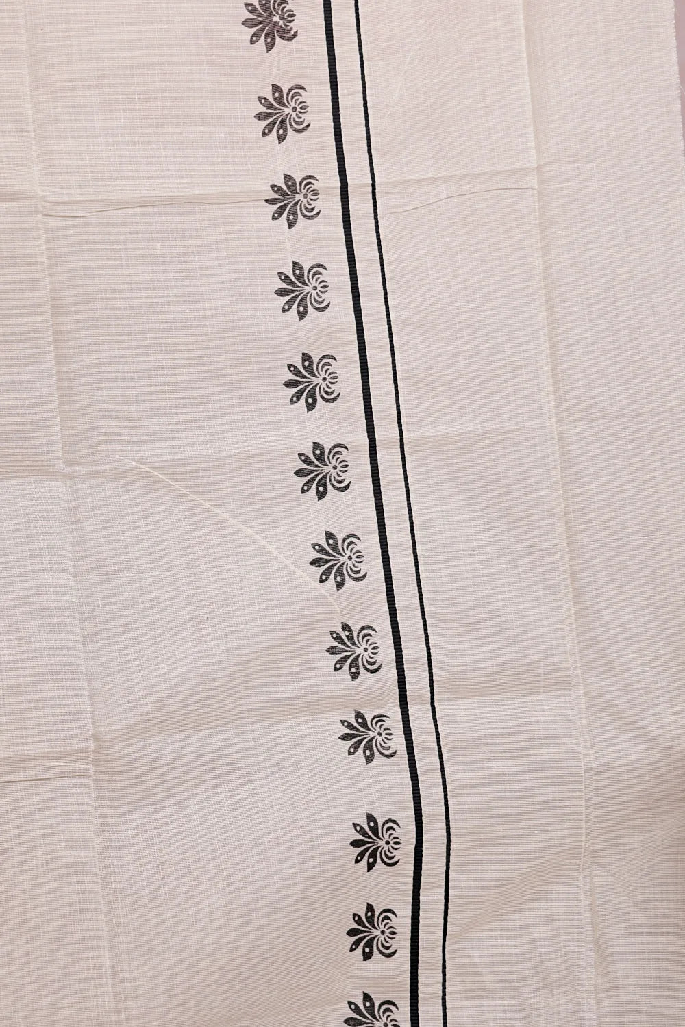 Off White Cotton Set Mundu - Seematti