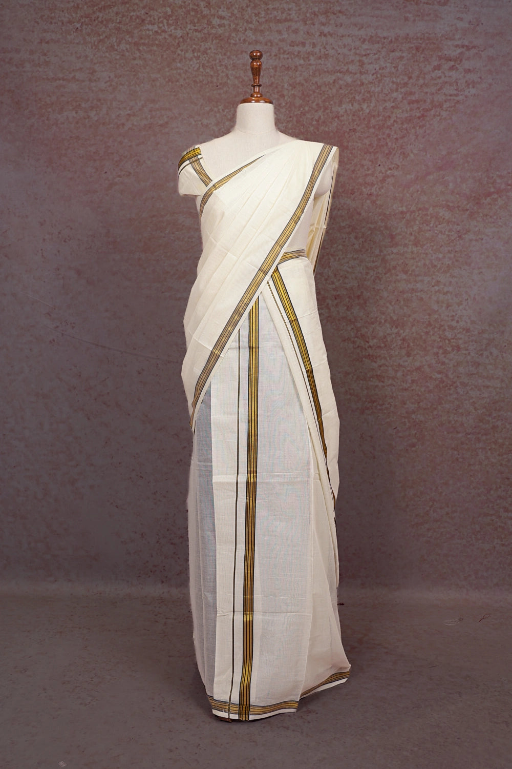 Off White Cotton Set Mundu - Seematti