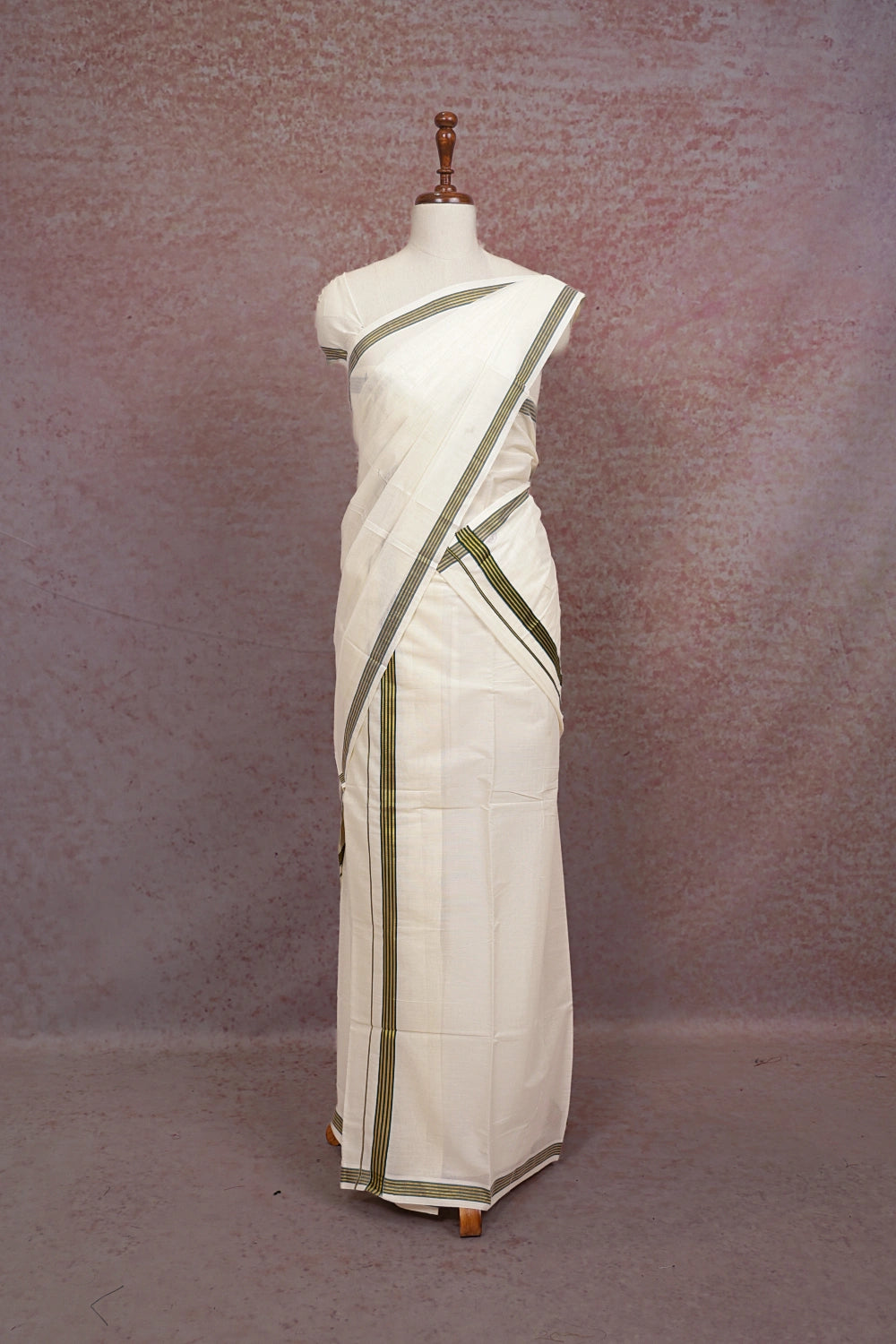 Off White Cotton Set Mundu - Seematti