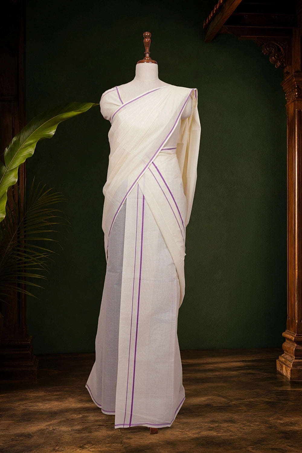 Off White Cotton Set Mundu - Seematti