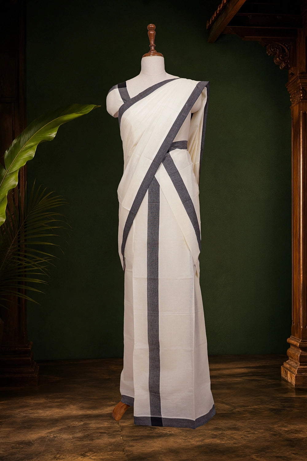 Off White Cotton Set Mundu - Seematti