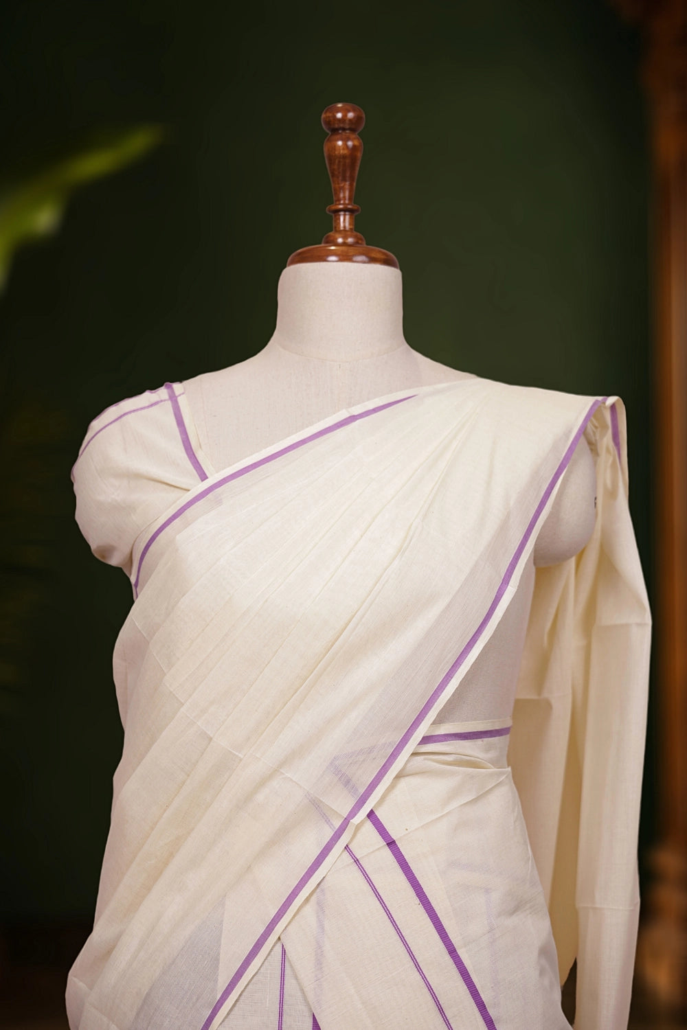 Off White Cotton Set Mundu - Seematti
