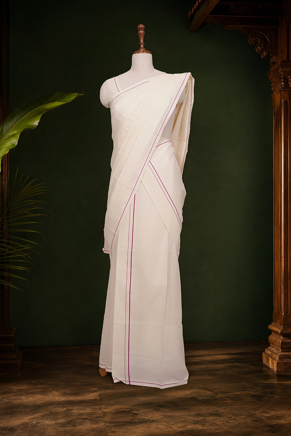 Off White Cotton Set Mundu - Seematti
