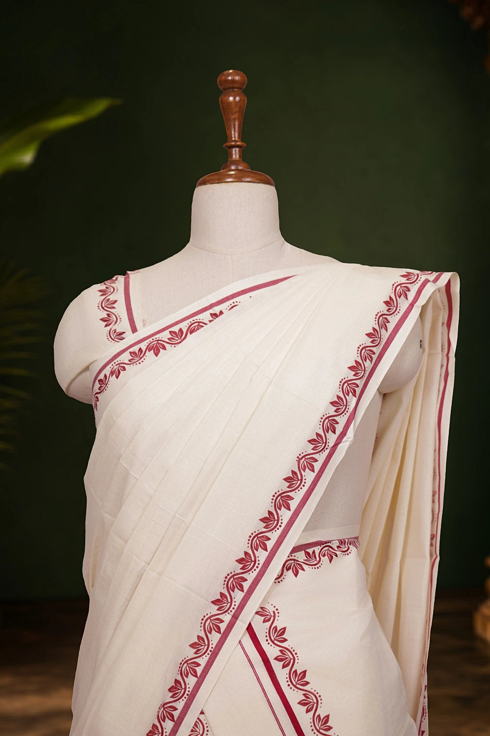Off White Cotton Set Mundu - Seematti