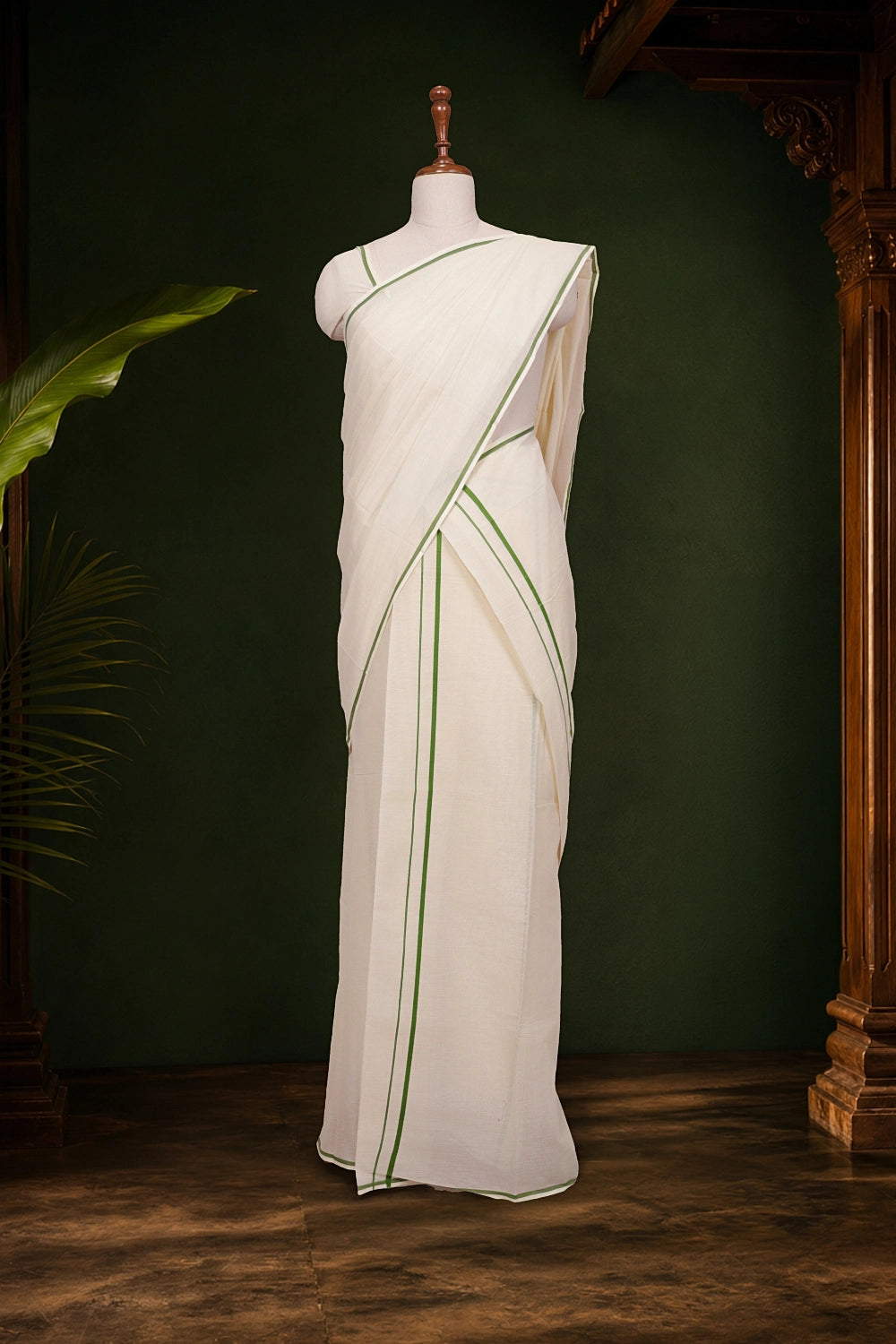 Off White Cotton Set Mundu - Seematti