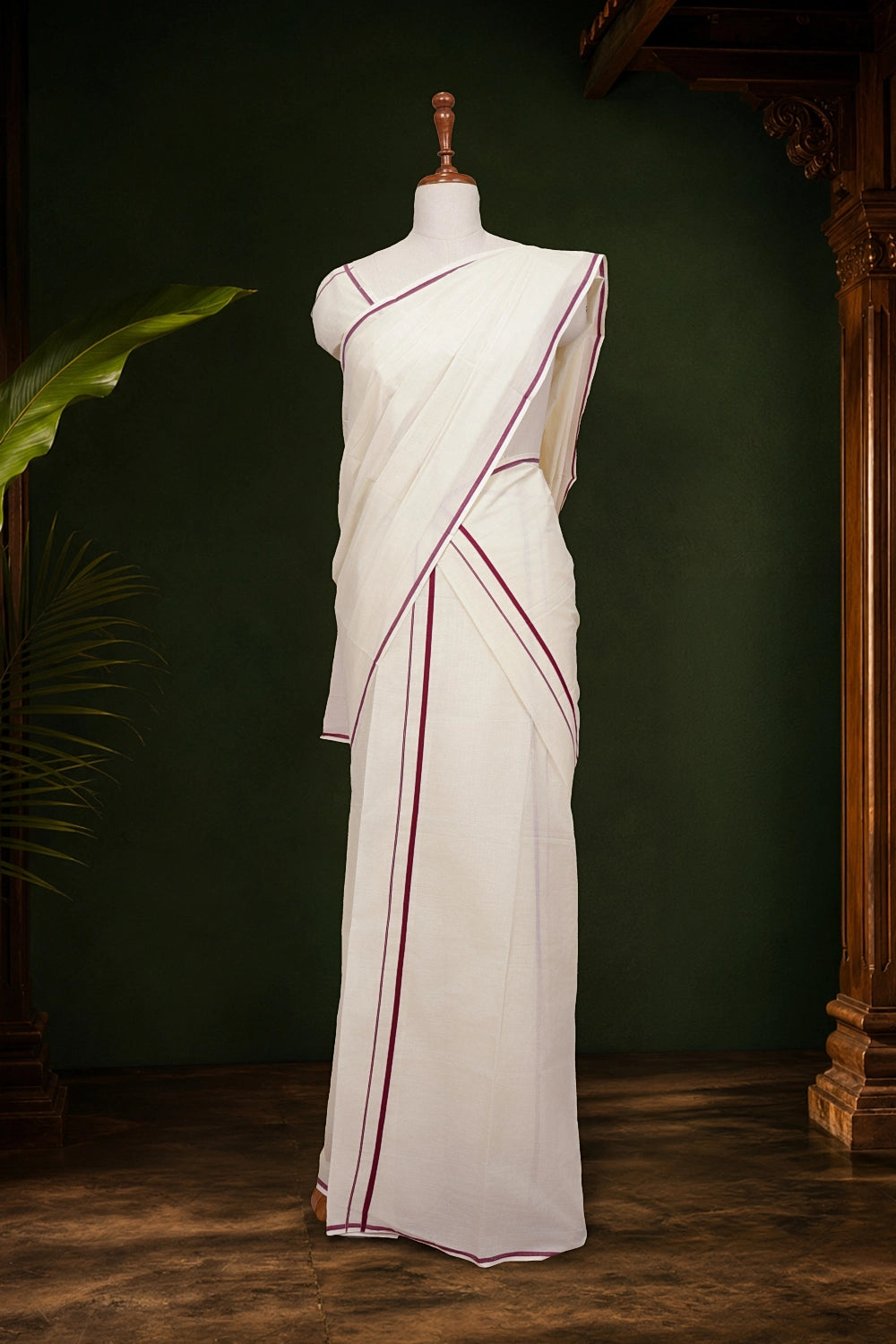 Off White Cotton Set Mundu - Seematti