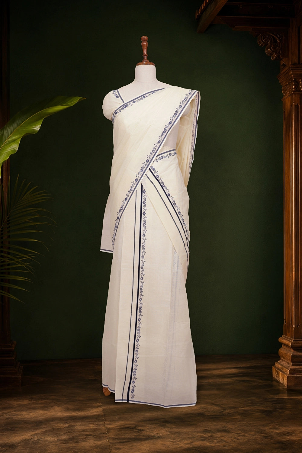 Off White Cotton Set Mundu - Seematti