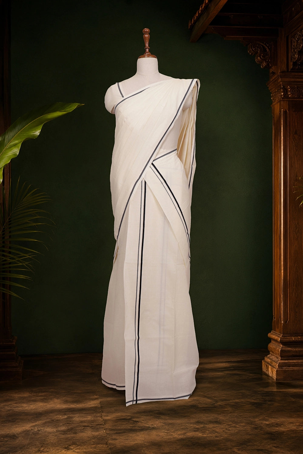 Off White Cotton Set Mundu - Seematti