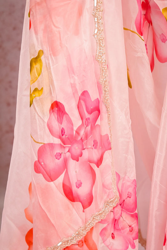 Off White Crepe Saree