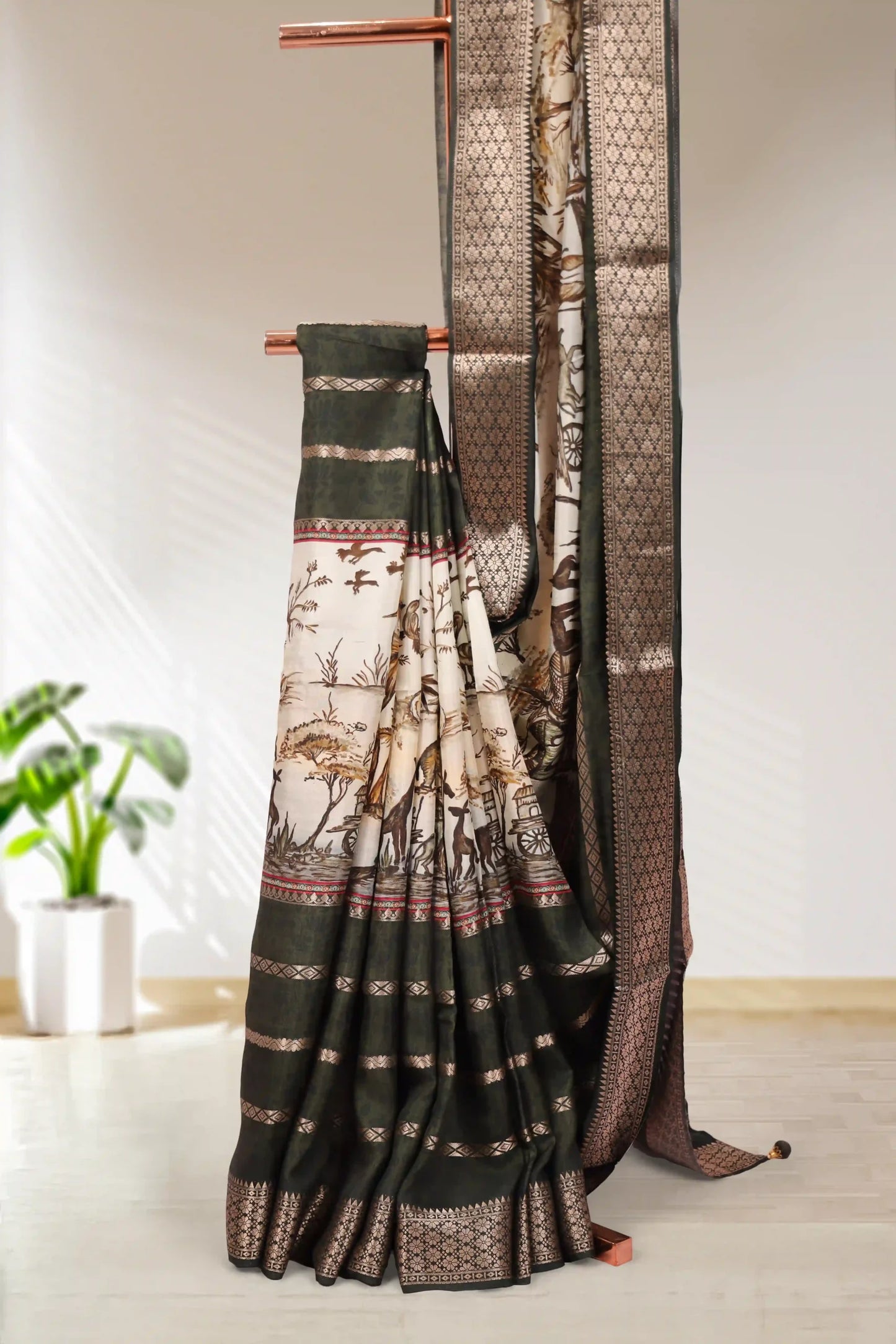 Off White Dola Silk Saree