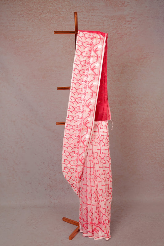 Off White Jute Cotton Saree