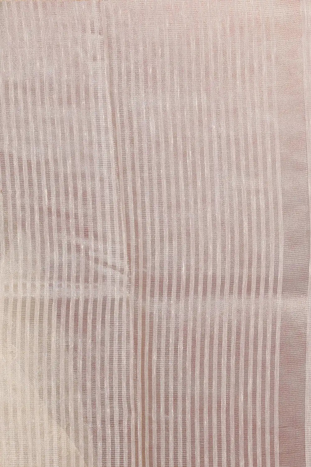 Off white kota saree fabric texture with fine striped weave detail - Seematti