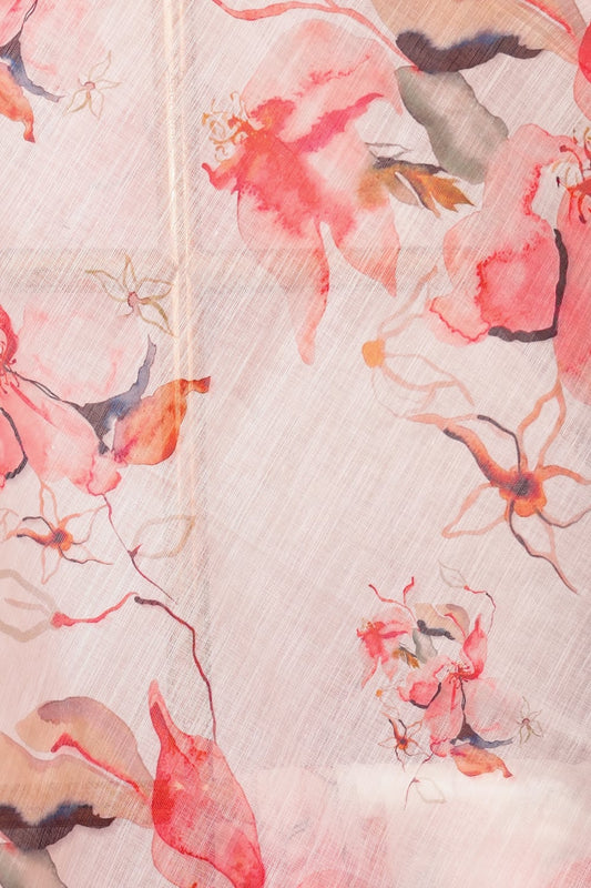 Off White Linen Cotton Saree