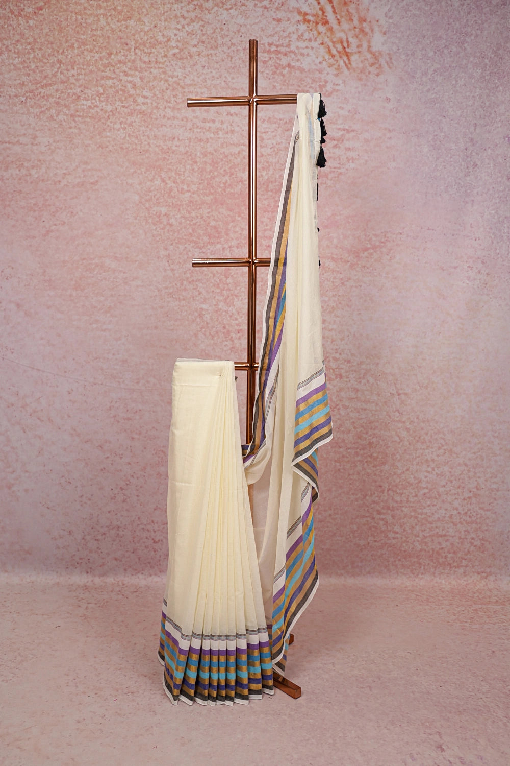 Off White Mul Cotton Kerala Saree - Seematti