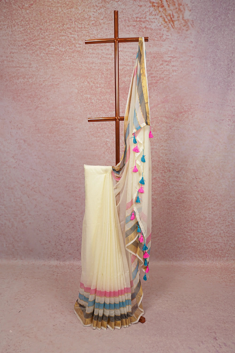 Off White Mul Cotton Kerala Saree - Seematti