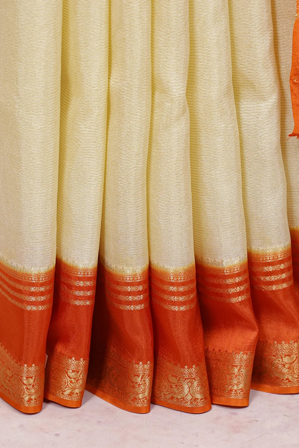 Off White Semi Banarasi Saree - Seematti