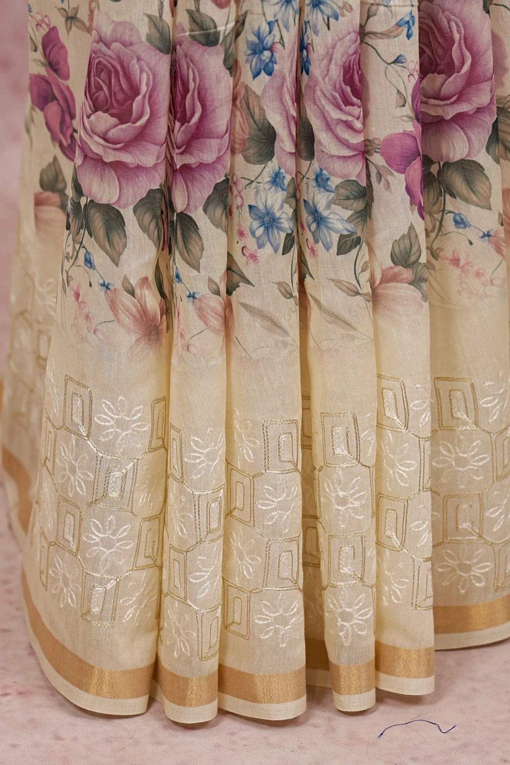 Off White Semi Chanderi Saree - Seematti