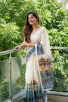 Off White Semi LInen Kerala Saree - Seematti