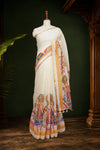 Off White Semi Linen Kerala Saree - Seematti