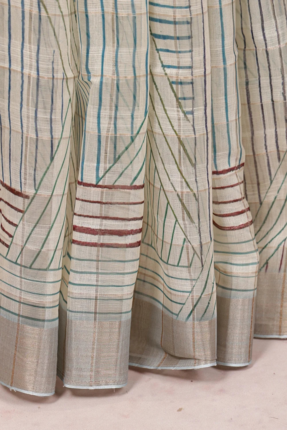 Off White Semi Linen Saree - Seematti