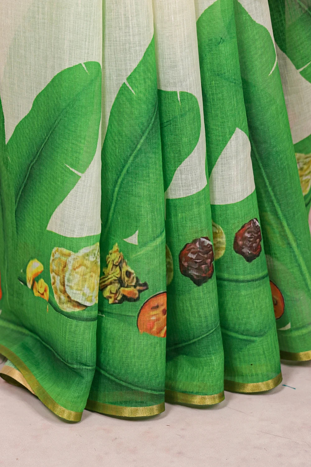 Off White Semi Linen Saree - Seematti
