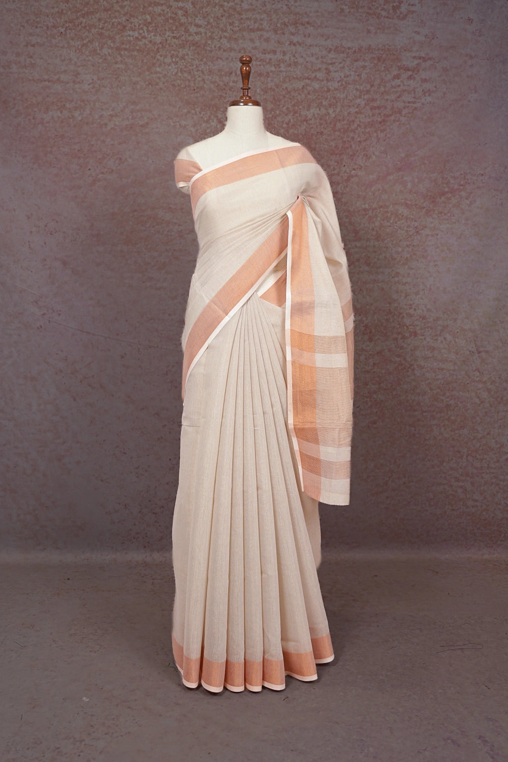 Off White Semi Tissue Kerala Saree