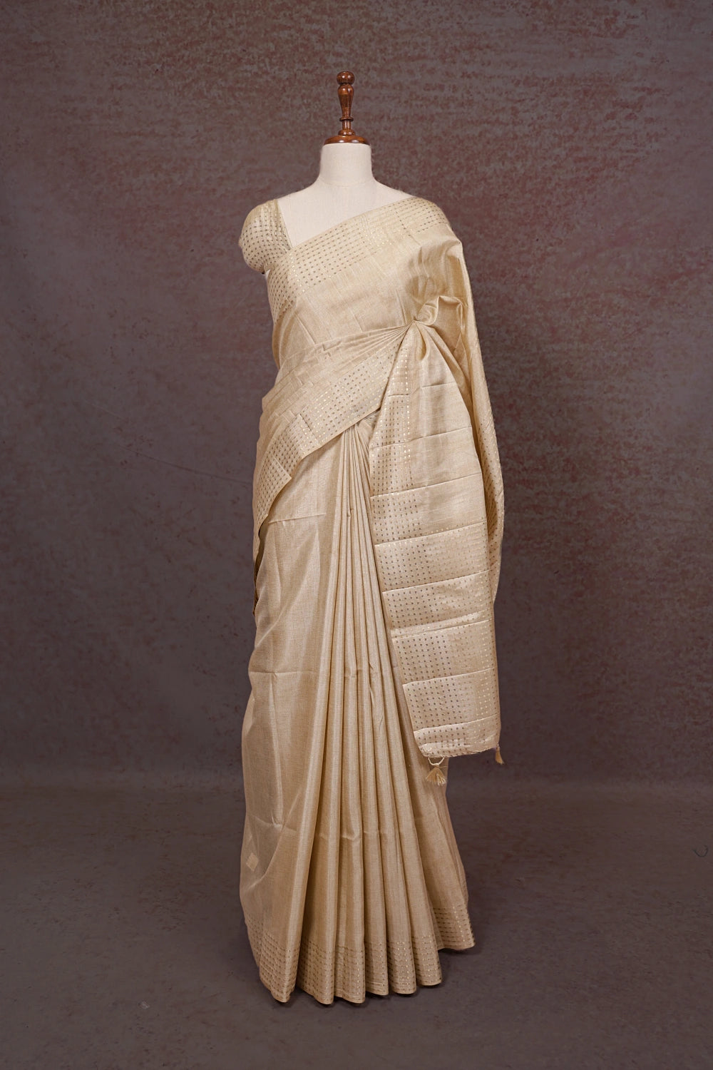 Off White Semi Tussar Saree - Seematti