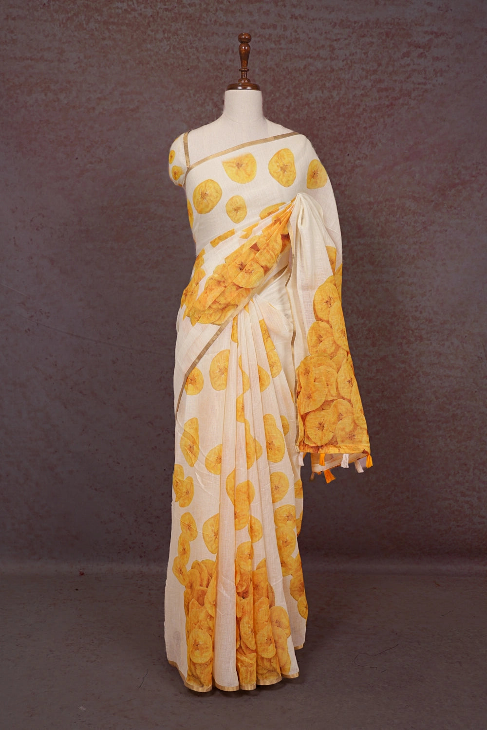 Off White Semi linen Saree - Seematti