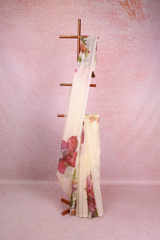 Off White Tissue Organza Saree