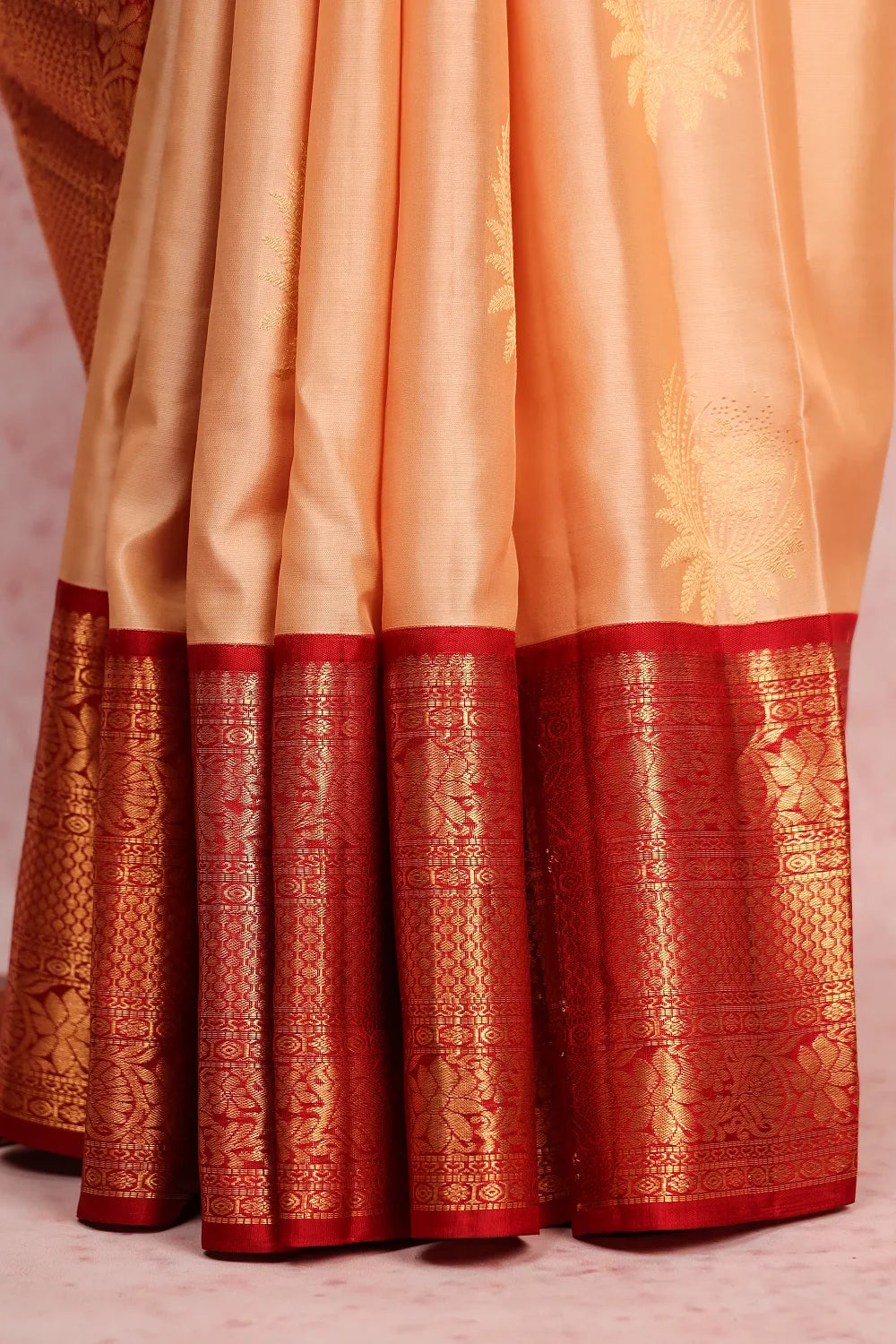 Off White Traditional Kancheepuram Soft Silk Saree