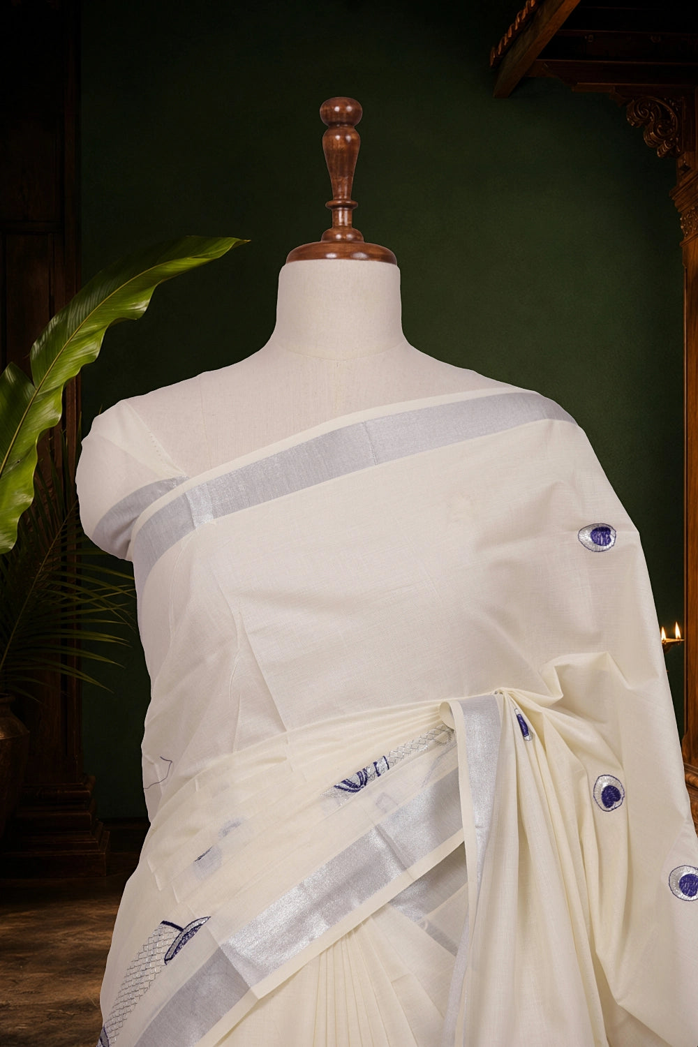 Off white Cotton Kerala Saree - Seematti