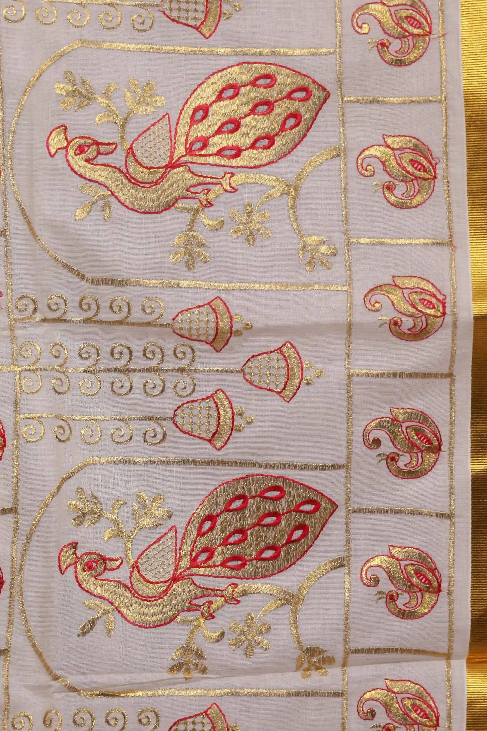 Off white Cotton Kerala Saree - Seematti
