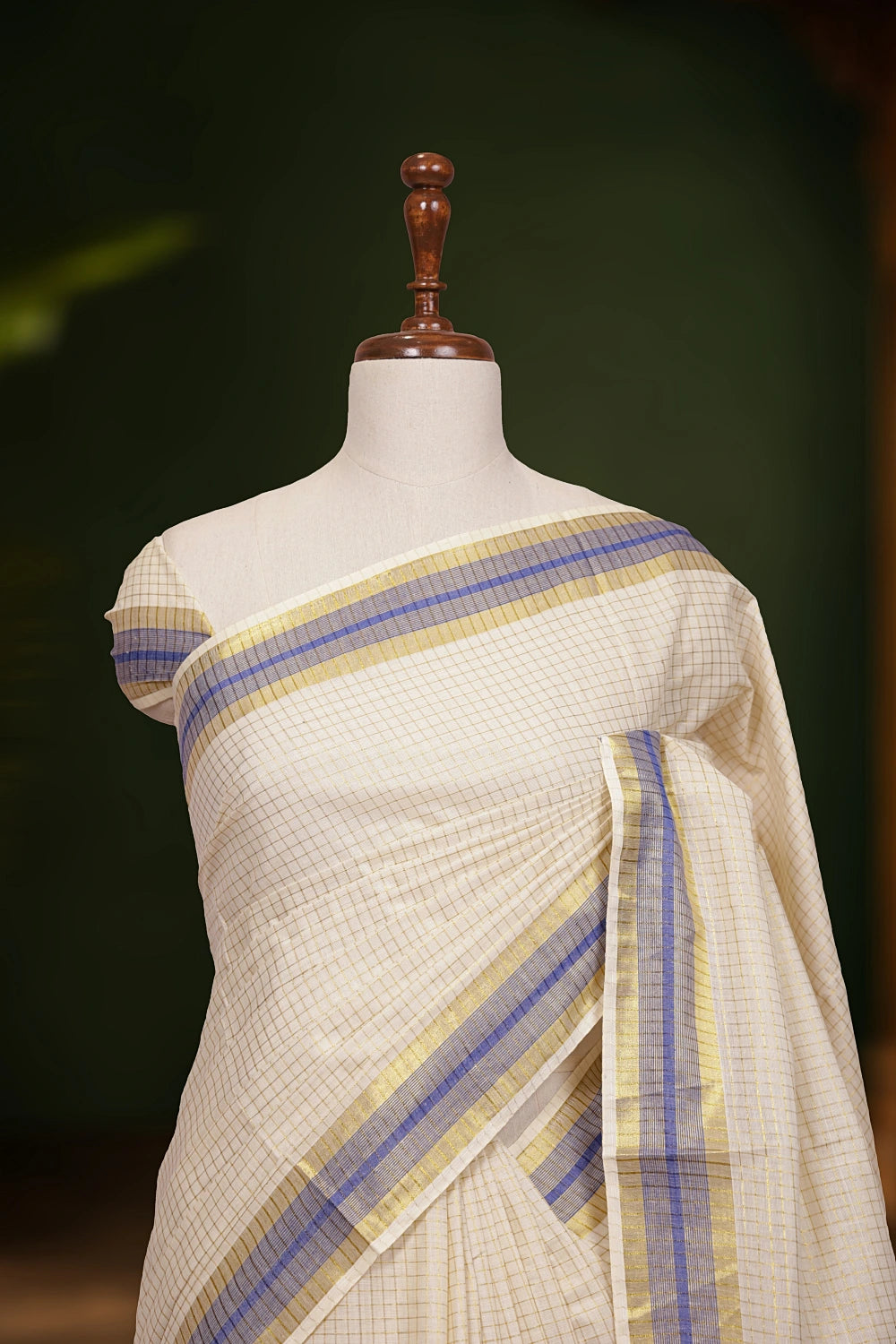 Off white Cotton Kerala Saree - Seematti