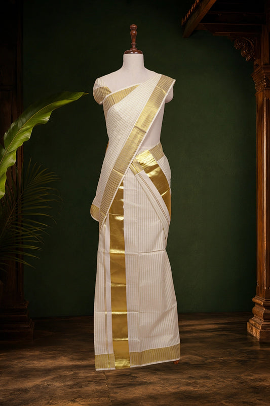 Off white Cotton Set Mundu - Seematti