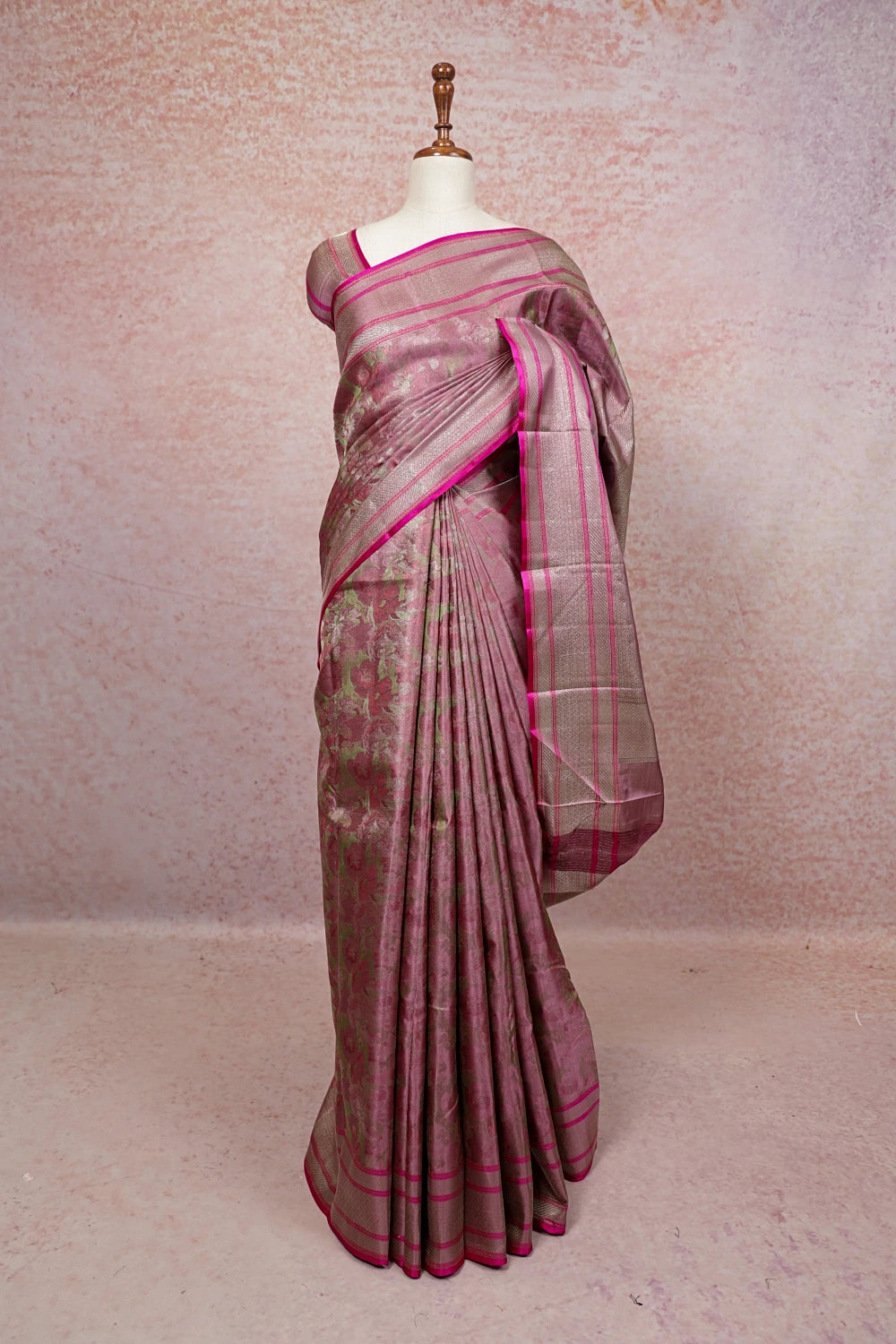 Old Rose Color Kancheepuram Silk Saree - Seematti