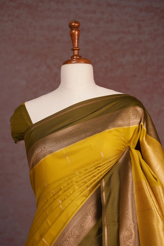 Olive Gold Semi Silk Saree