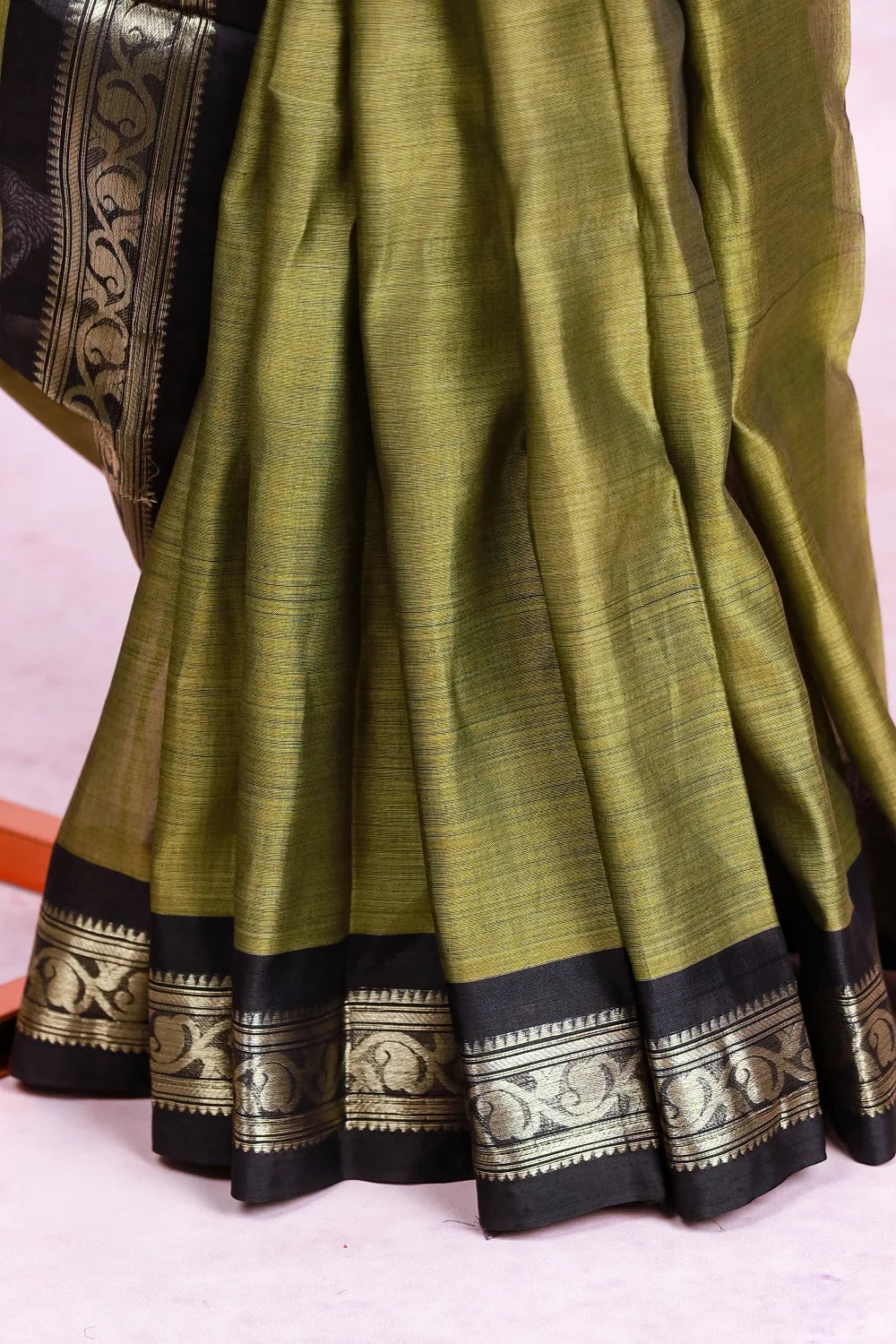 Olive Green Chettinadu Cotton Silk Saree