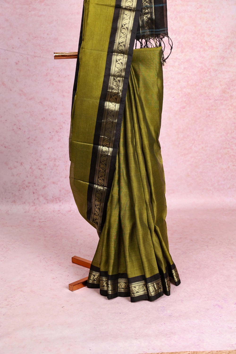 Olive Green Chettinadu Cotton Silk Saree
