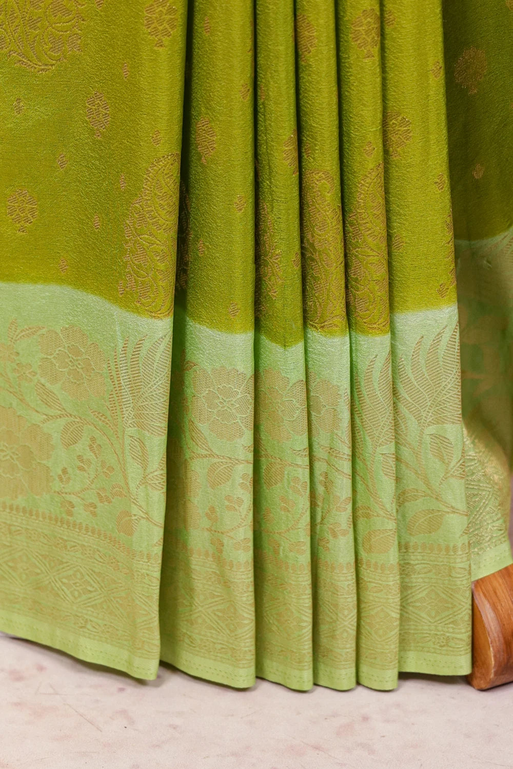 Olive Green Semi Banarasi Saree - Seematti