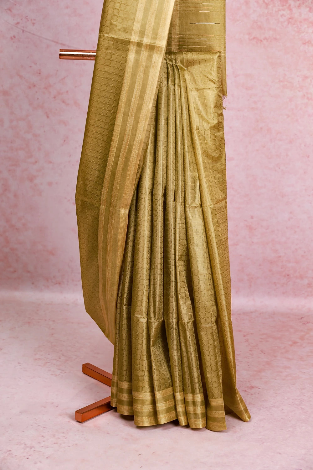 Olive Green Tussar Silk Saree