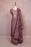Onion Color Chanderi Silk Embroidery Work Unstitched Churidhar Material