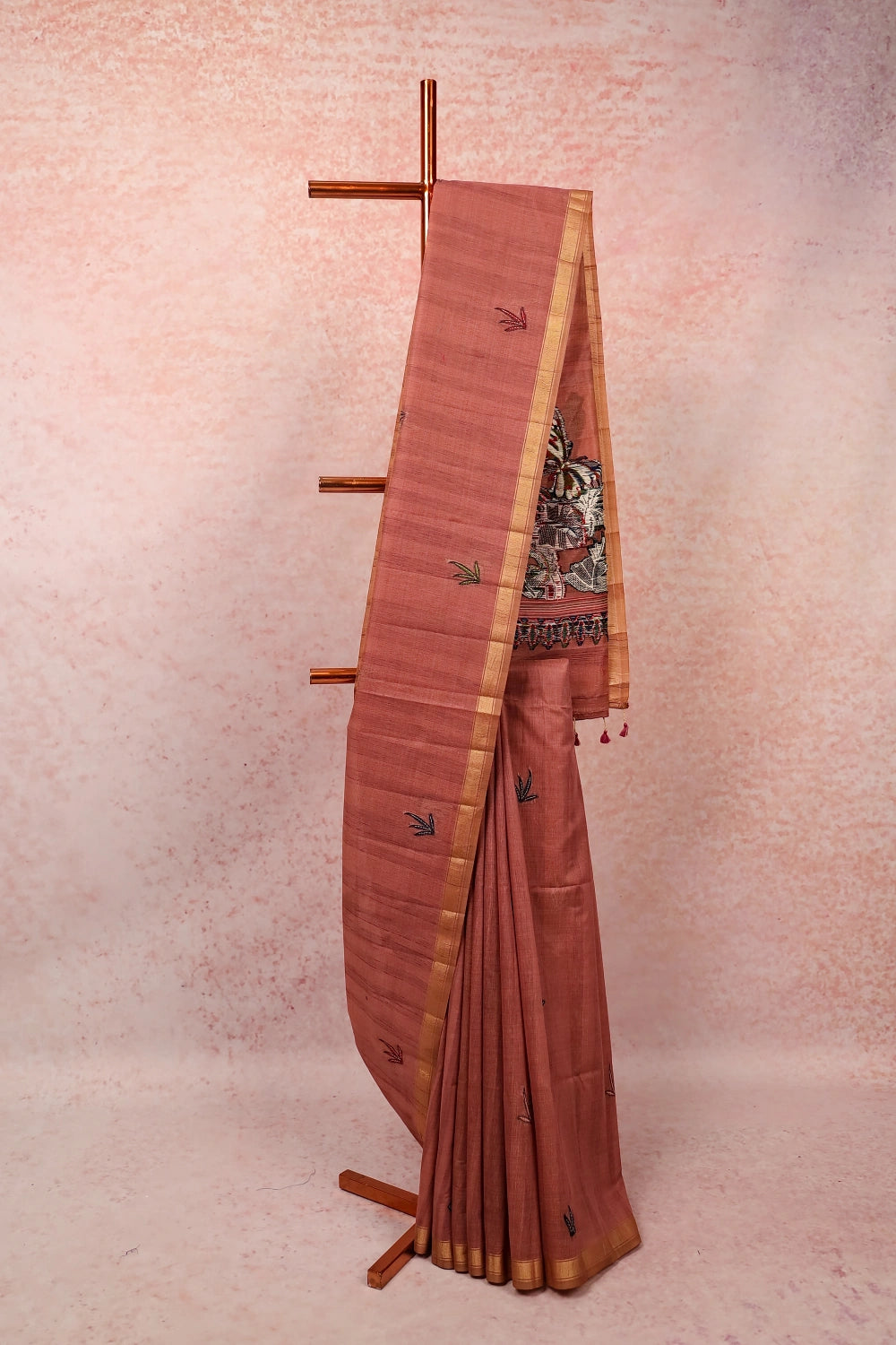Onion Color Mul Cotton Saree