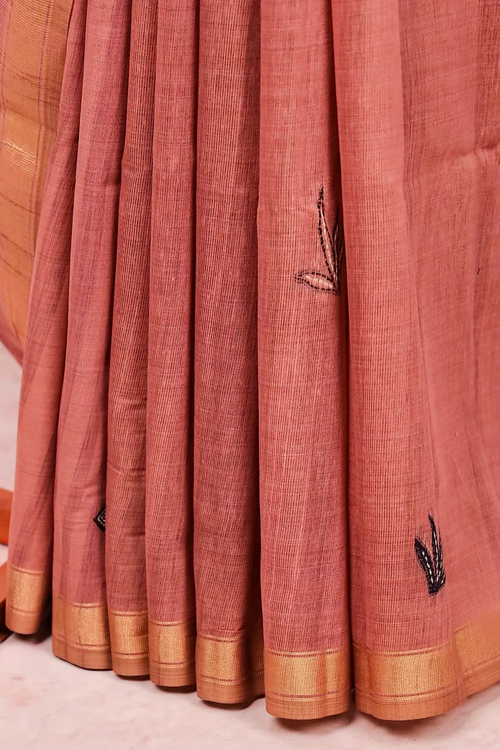 Onion Color Mul Cotton Saree