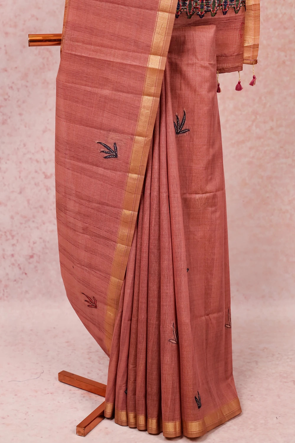 Onion Color Mul Cotton Saree