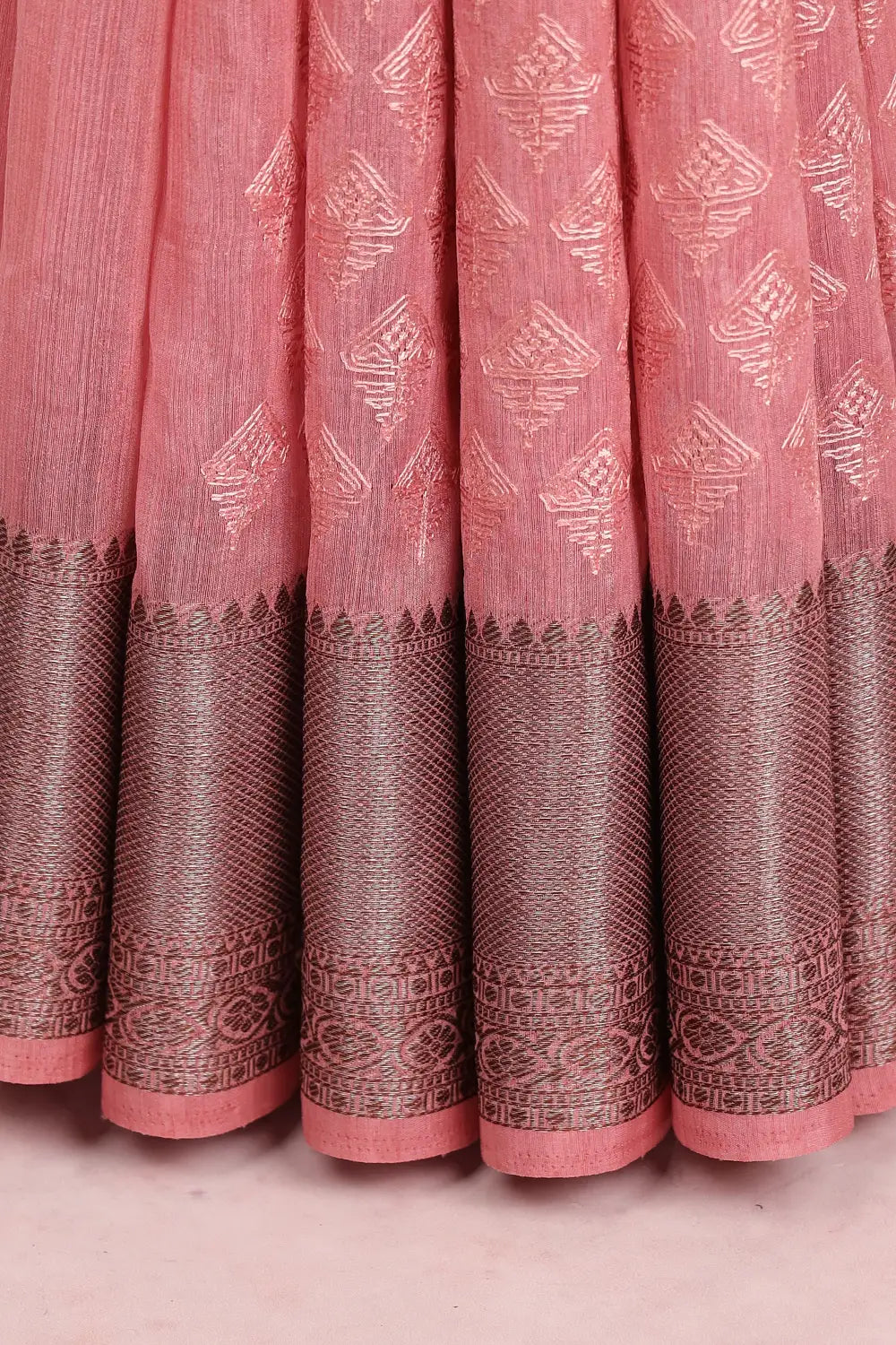 Onion Color Semi Jute Saree