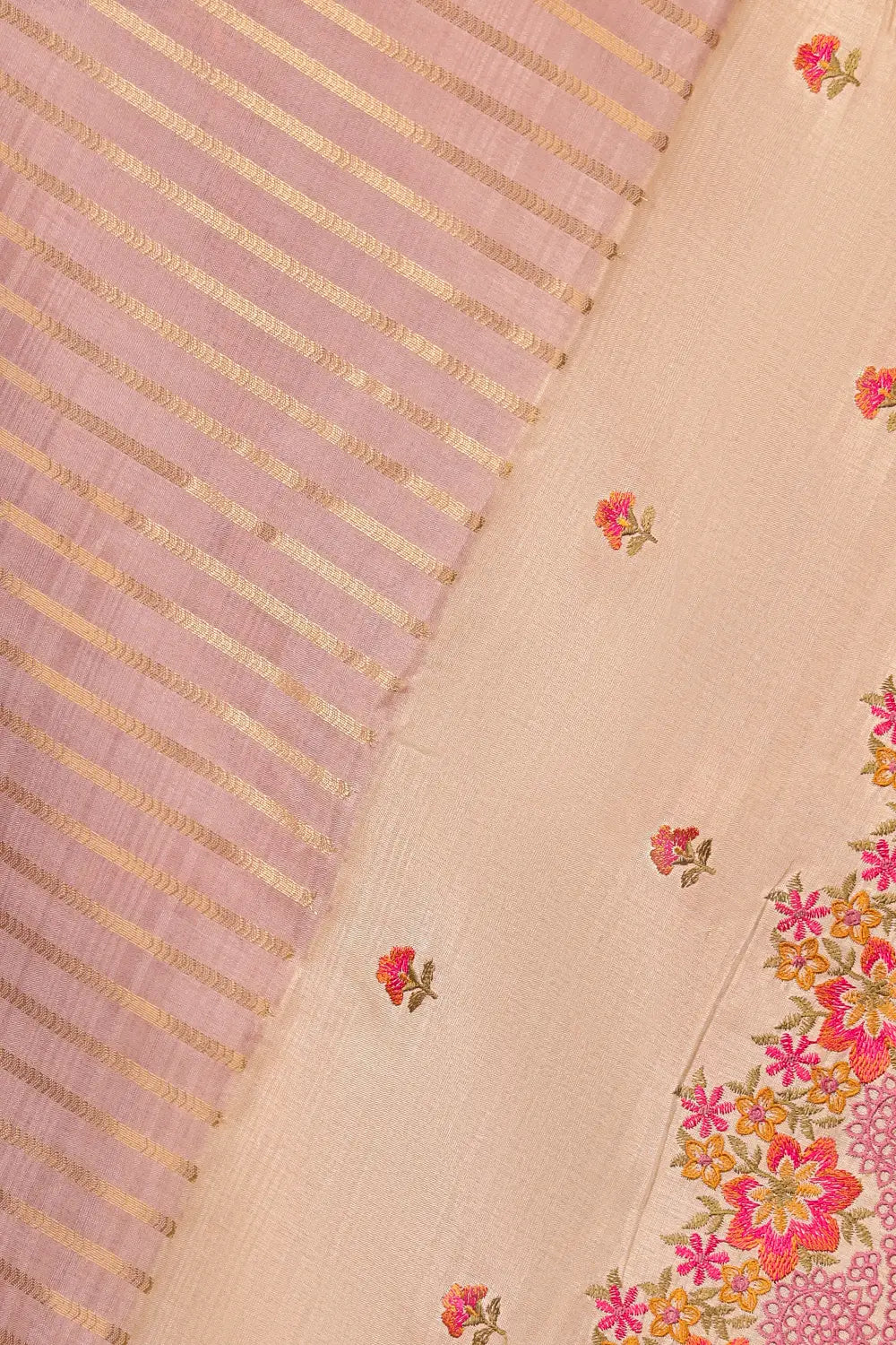 Onion Color Semi Tussar Saree