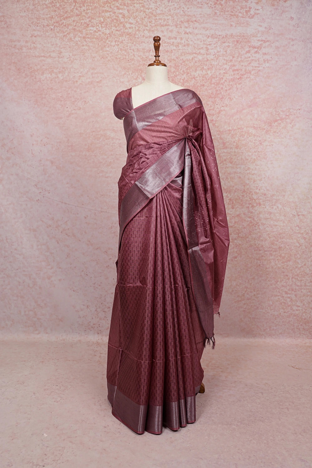 Onion Color Semi Tussar Saree - Seematti