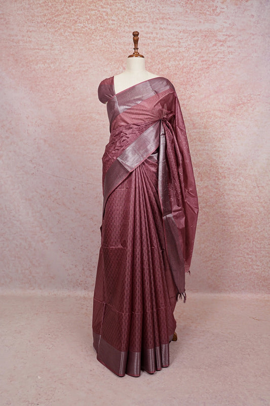 Onion Color Semi Tussar Saree - Seematti