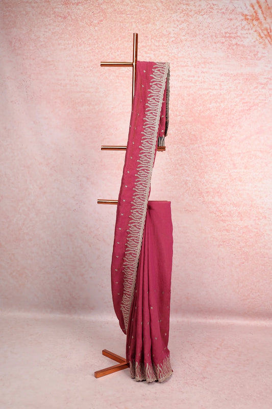 Onion Color Shimmer Saree